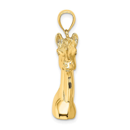 14K Gelbgold 3-D polierter Pferdekopf-Charm