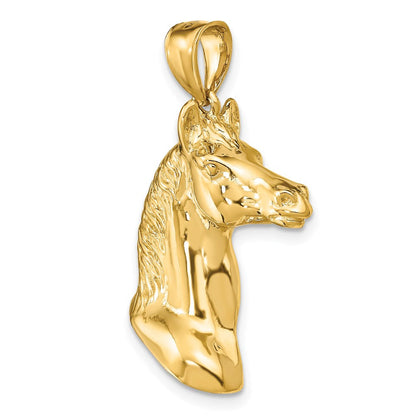 14K Gelbgold 3-D polierter Pferdekopf-Charm