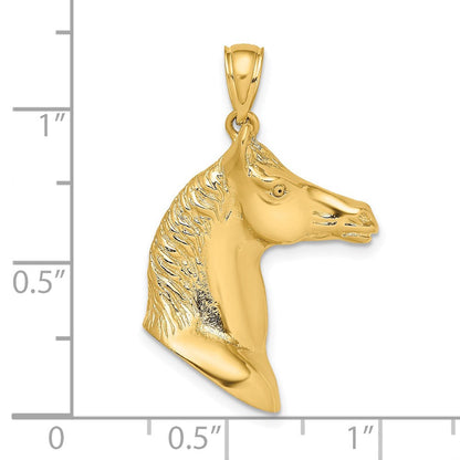 14K Gelbgold 3-D polierter Pferdekopf-Charm