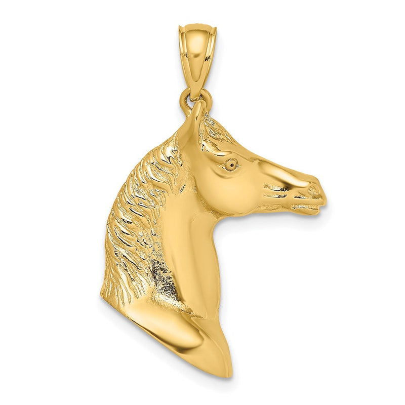 14K Gelbgold 3-D polierter Pferdekopf-Charm