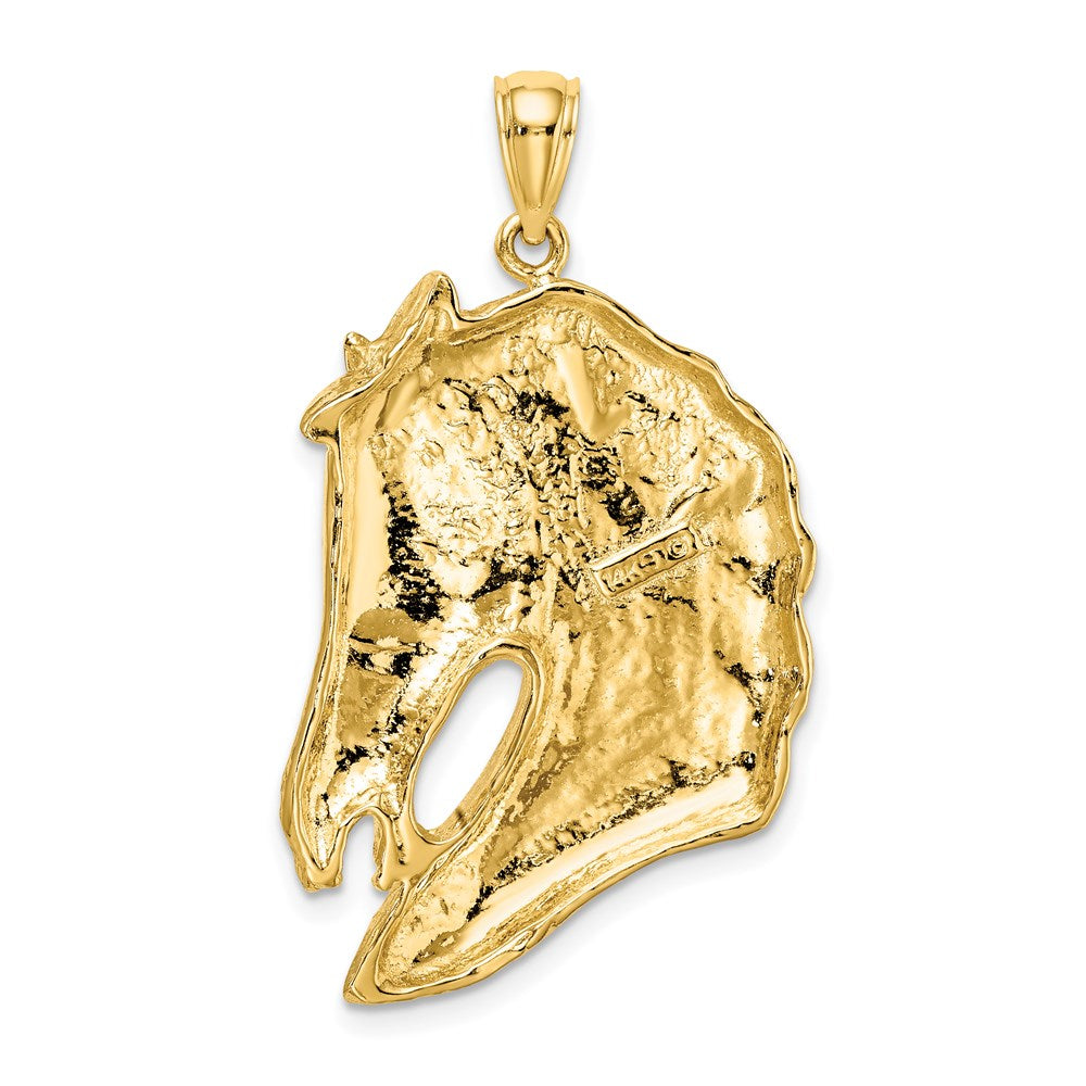 14K Gelbgold Pferdekopf-Charm mit langer Mähne