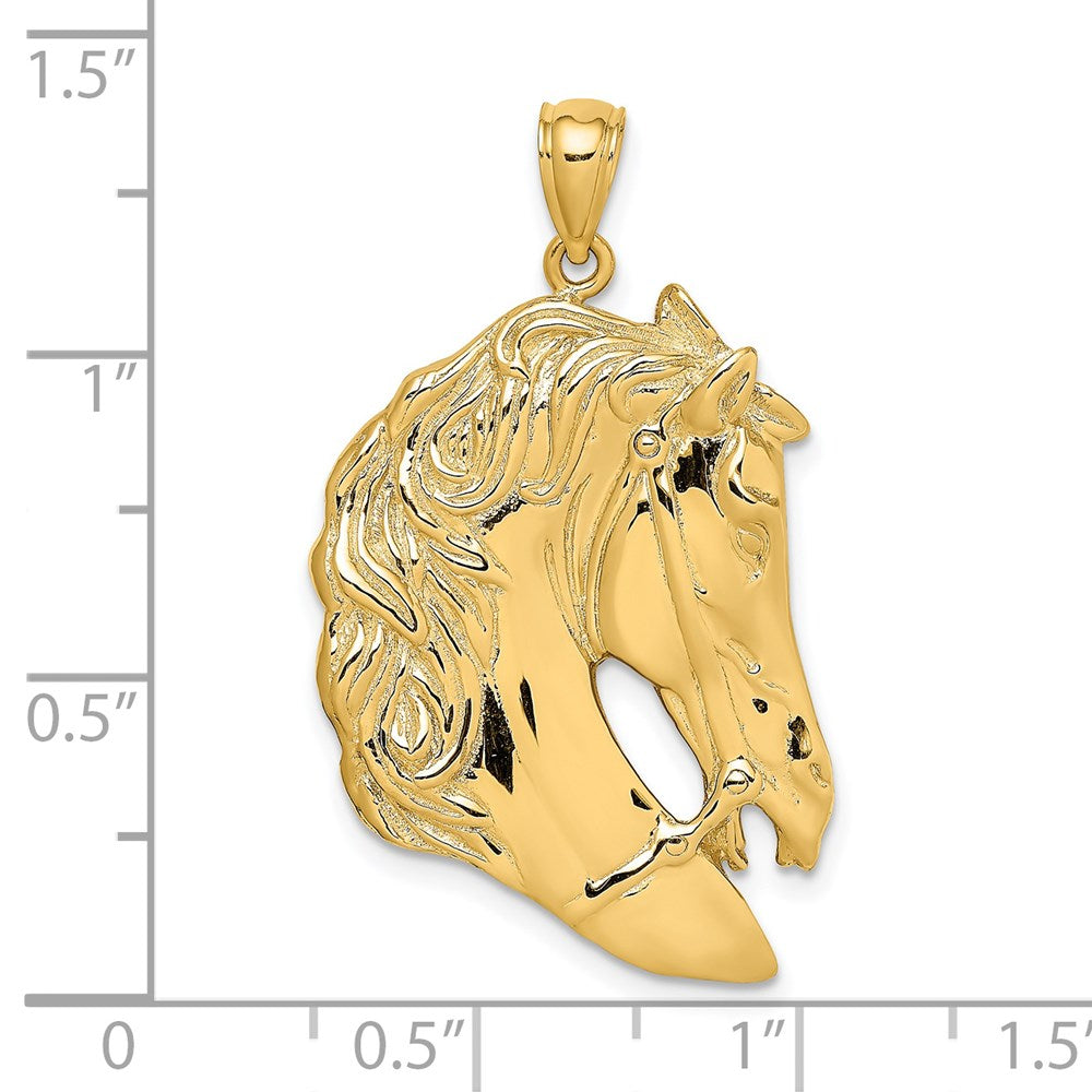 14K Gelbgold Pferdekopf-Charm mit langer Mähne