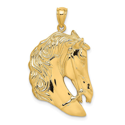 14K Gelbgold Pferdekopf-Charm mit langer Mähne