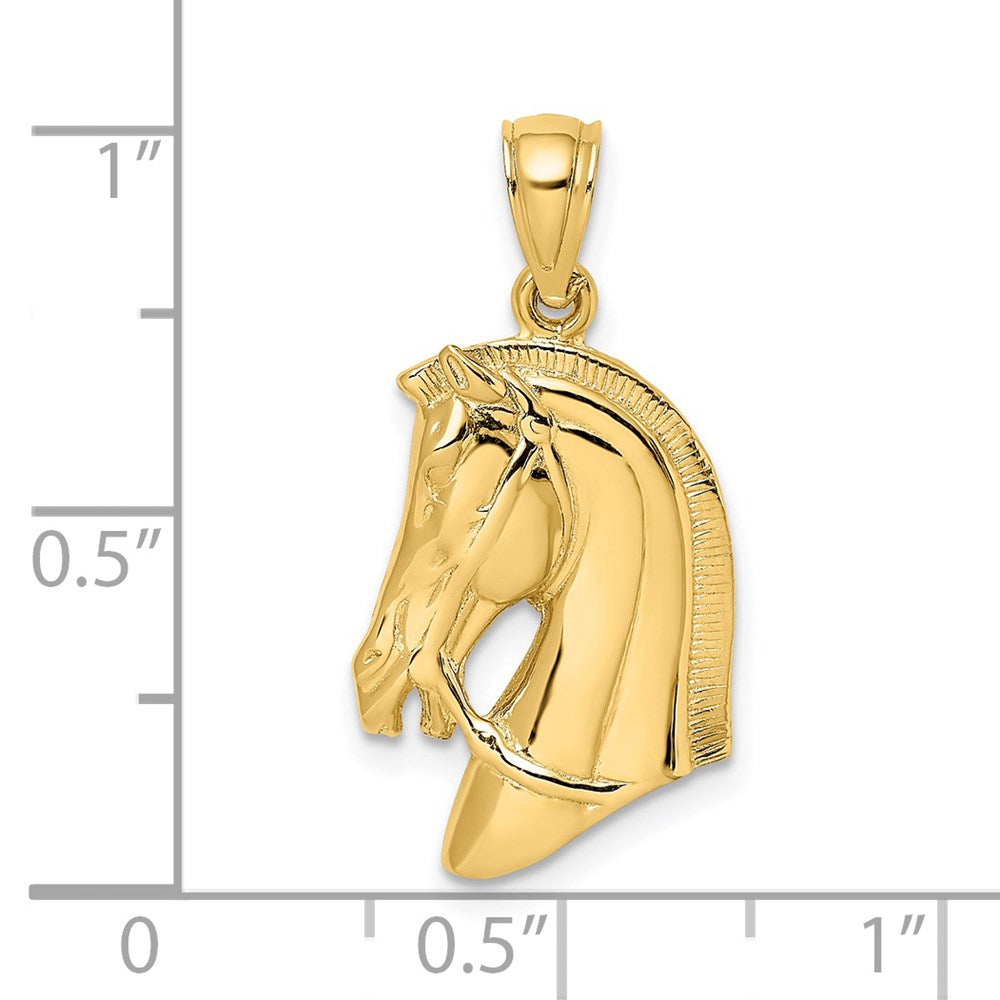 14K Gelbgold Pferdekopf-Charm mit kurzer Mähne