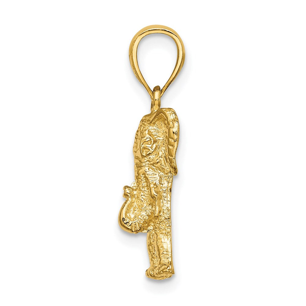 14K Gelbgold Elefant-Charm 2-D mit erhobenem Rüssel