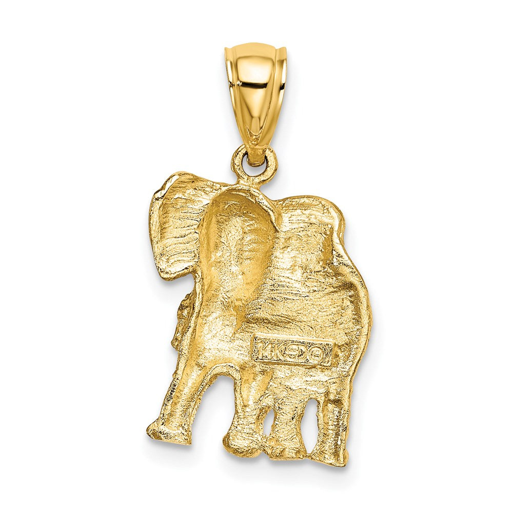 14K Gelbgold Elefant-Charm 2-D mit erhobenem Rüssel