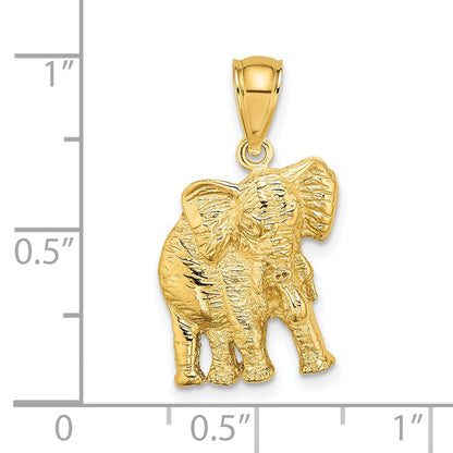14K Gelbgold Elefant-Charm 2-D mit erhobenem Rüssel