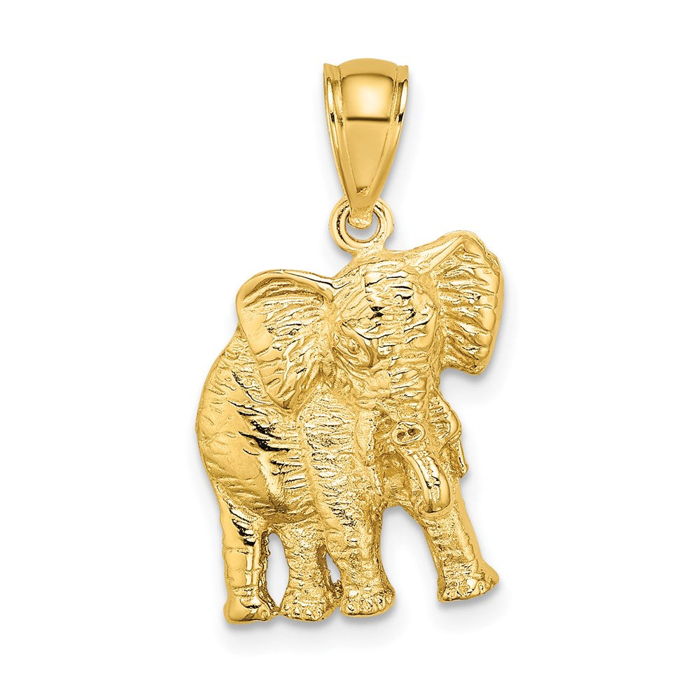 14K Gelbgold Elefant-Charm 2-D mit erhobenem Rüssel