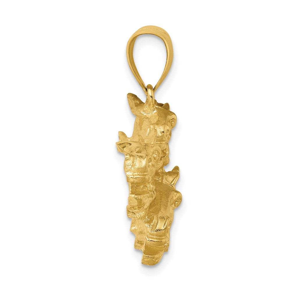 14K Gelbgold Charm mit drei Pferdeköpfen