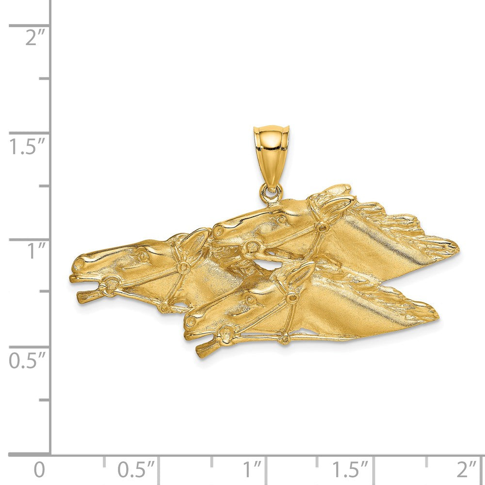14K Gelbgold Charm mit drei Pferdeköpfen