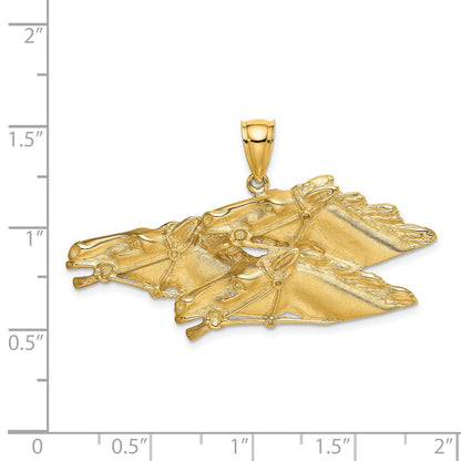 14K Gelbgold Charm mit drei Pferdeköpfen