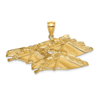 14K Gelbgold Charm mit drei Pferdeköpfen