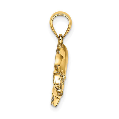 14K Gelbgold Polierter Schwein-Charm