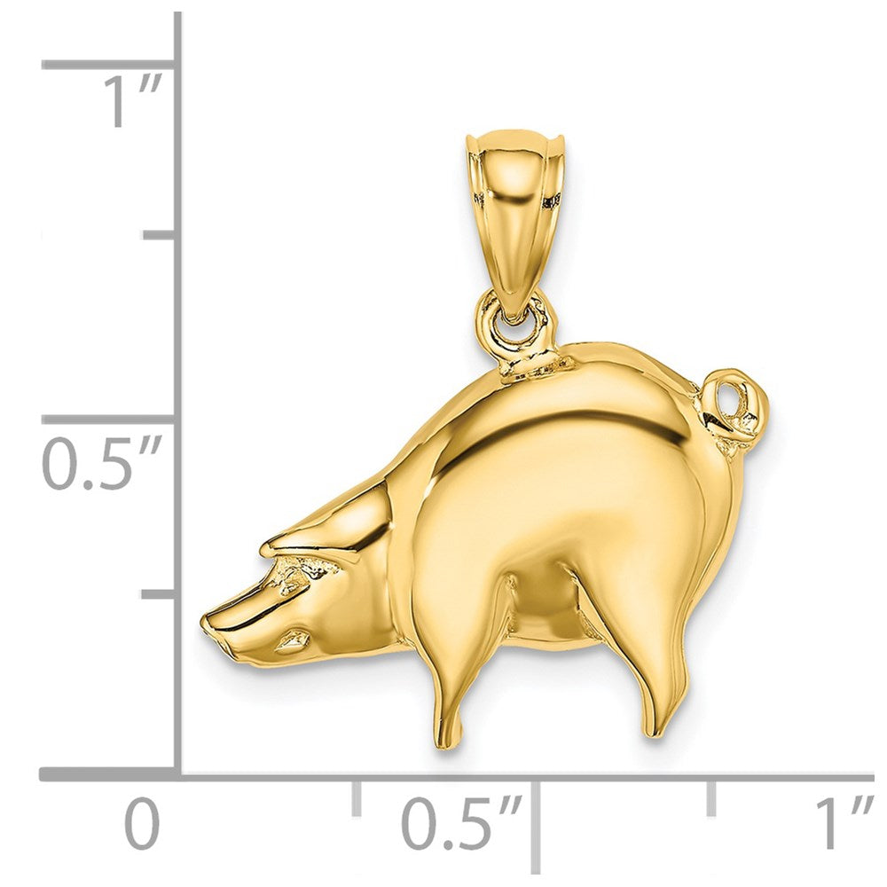 14K Gelbgold Polierter Schwein-Charm