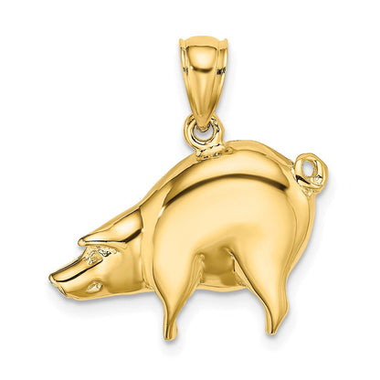 14K Gelbgold Polierter Schwein-Charm