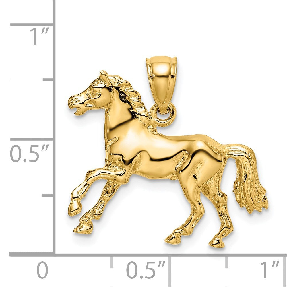 14K Gelbgold 3-D Pferd-Charm