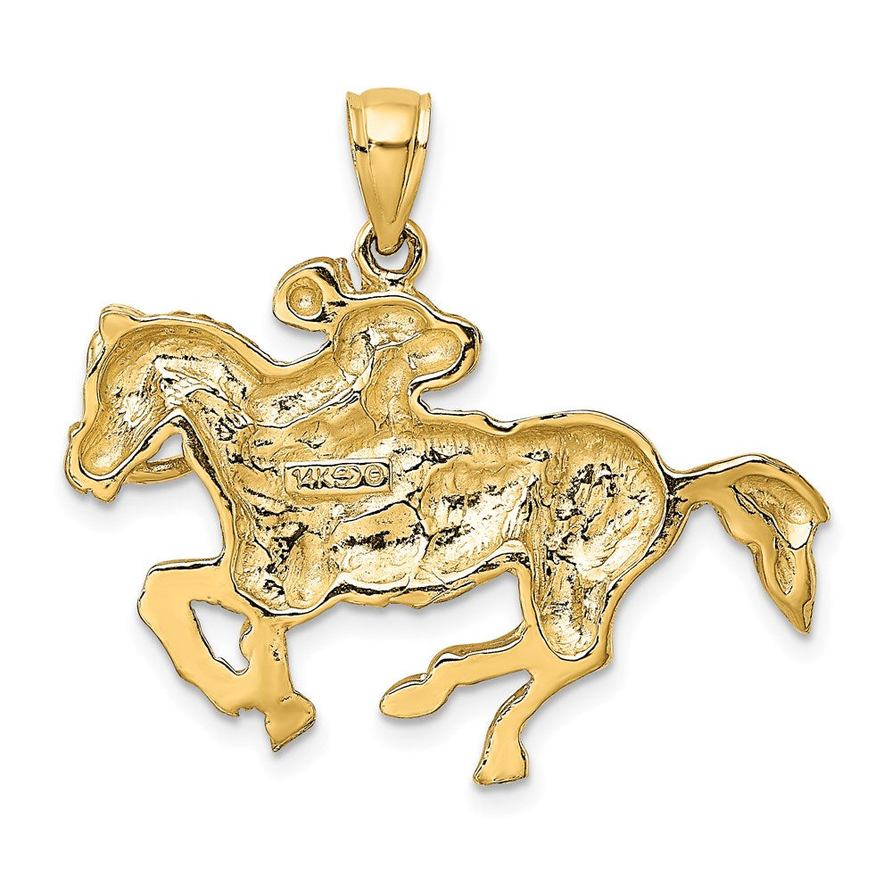 14K Gelbgold Jockey auf Pferd Charm