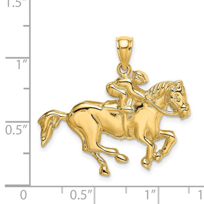 14K Gelbgold Jockey auf Pferd Charm