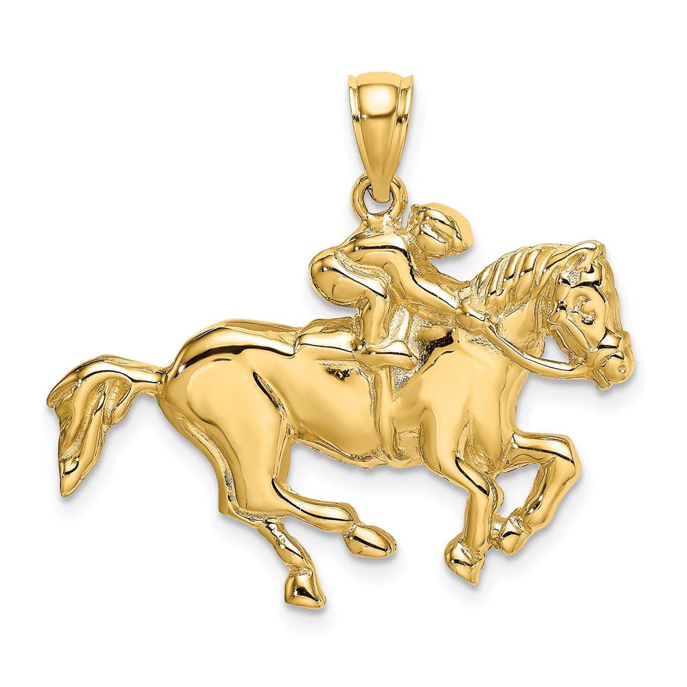 14K Gelbgold Jockey auf Pferd Charm