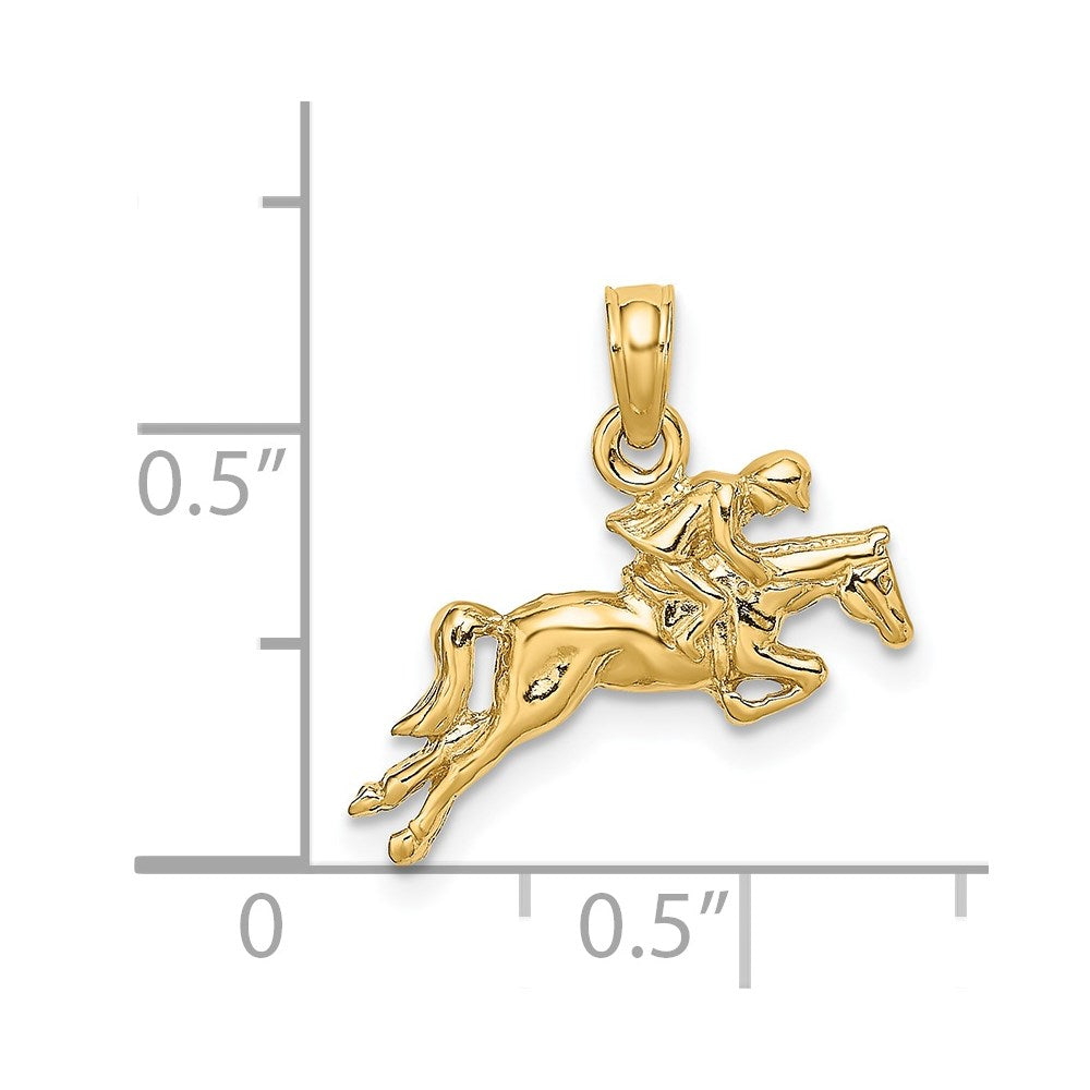 14K Gelbgold Jockey auf springendem Pferd Charm