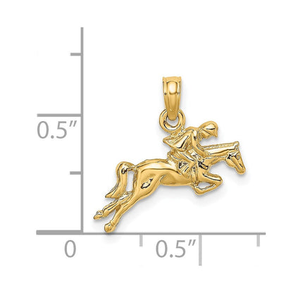 14K Gelbgold Jockey auf springendem Pferd Charm