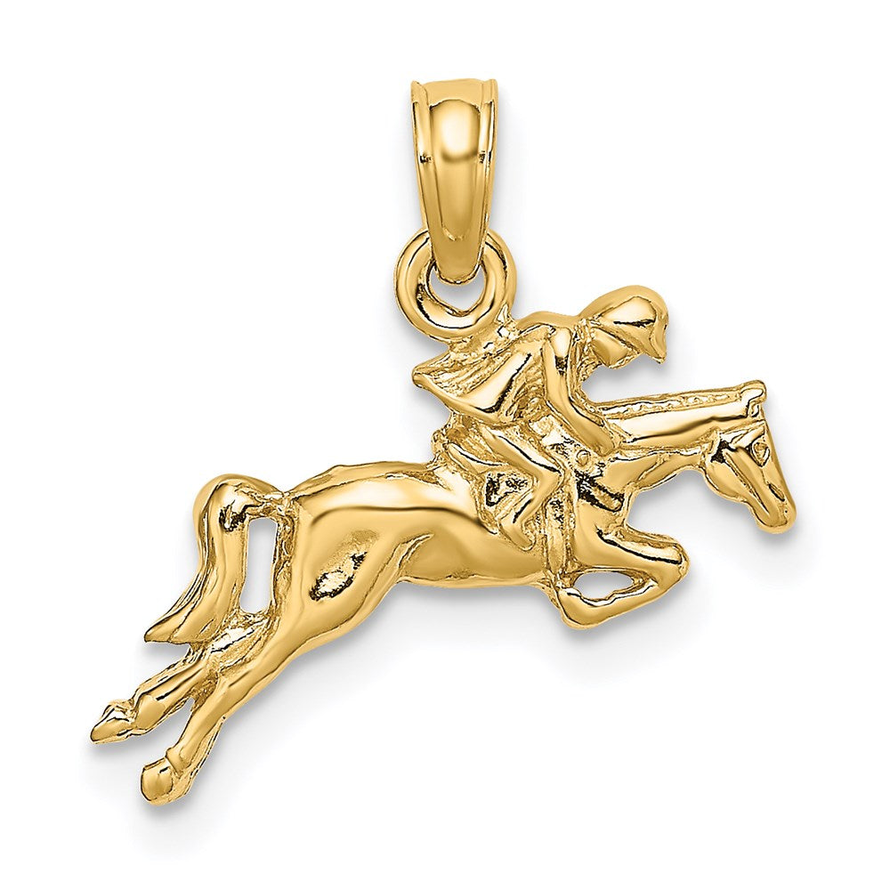 14K Gelbgold Jockey auf springendem Pferd Charm