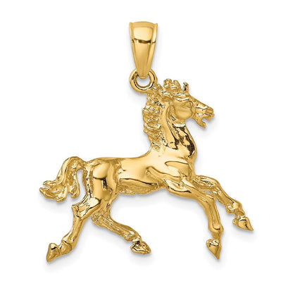 14K Gelbgold 3-D Trabendes Pferd Charm