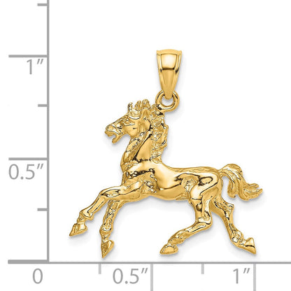 14K Gelbgold 3-D Trabendes Pferd Charm