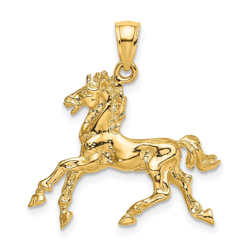 14K Gelbgold 3-D Trabendes Pferd Charm