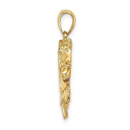 14K Gelbgold Pferdekopf-Charm mit Hufeisen und Reitgerte