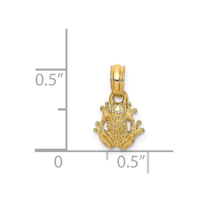 14K Gelbgold 2-d Strukturiert Miniature Frosch Charm
