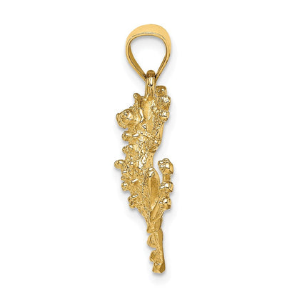 14K Gelbgold 2D-strukturierter Frosch-Charm