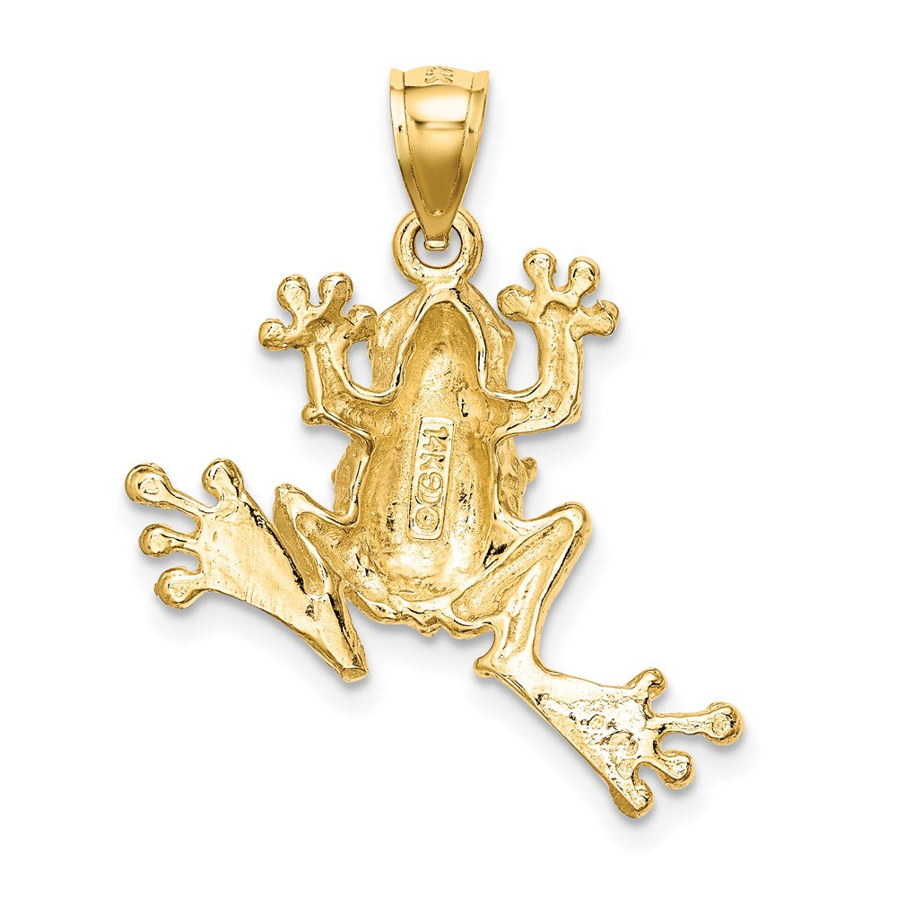 14K Gelbgold 2D-strukturierter Frosch-Charm