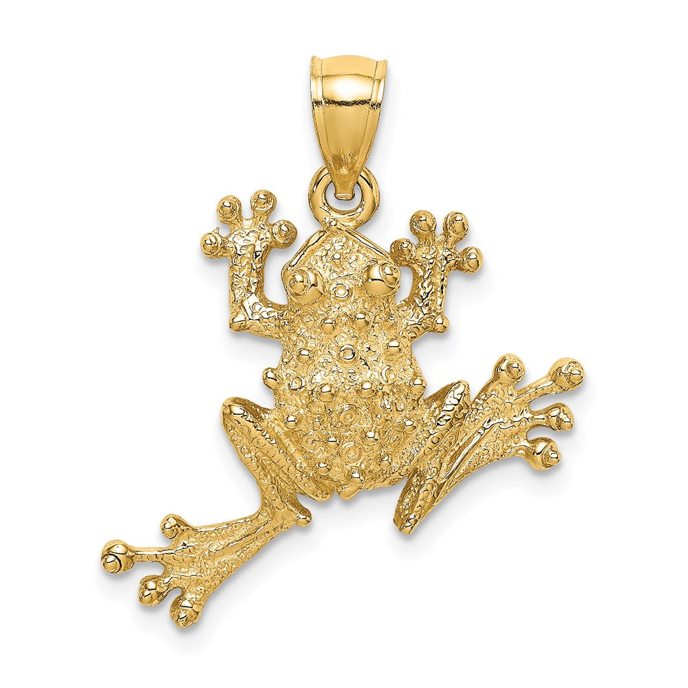 14K Gelbgold 2D-strukturierter Frosch-Charm