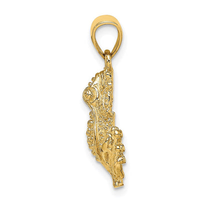 14K Gelbgold 2D-strukturierter Frosch-Charm
