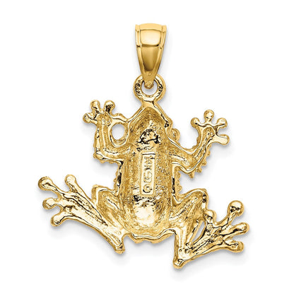 14K Gelbgold 2D-strukturierter Frosch-Charm
