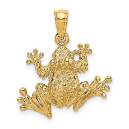 14K Gelbgold 2D-strukturierter Frosch-Charm