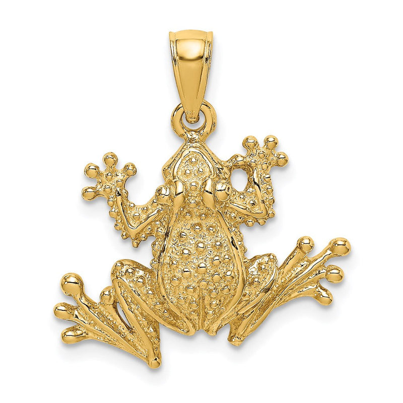 14K Gelbgold 2D-strukturierter Frosch-Charm