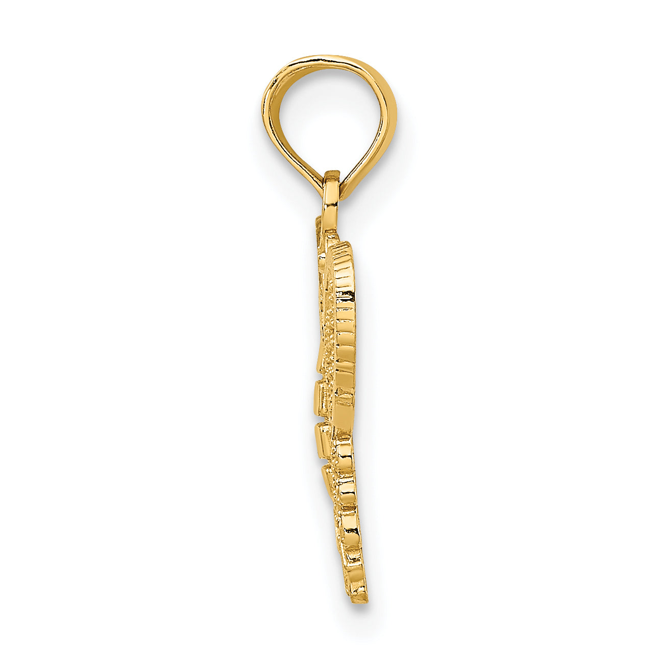 14K Gelbgold Poliert und Strukturiert Filigran Schmetterling Charm