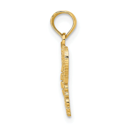 14K Gelbgold Poliert und Strukturiert Filigran Schmetterling Charm