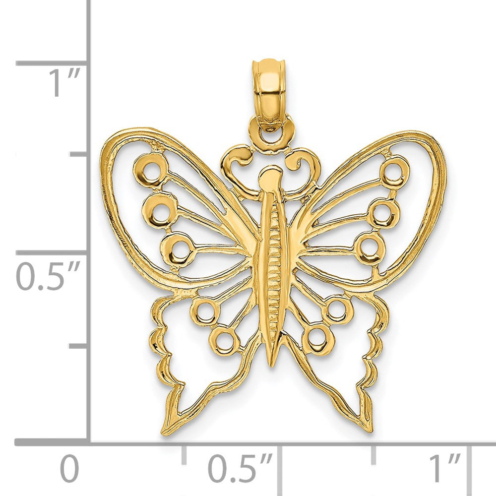 14K Gelbgold Schmetterlings-Charm mit Ausschnitt