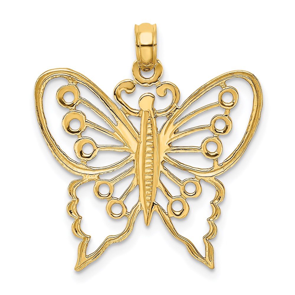 14K Gelbgold Schmetterlings-Charm mit Ausschnitt
