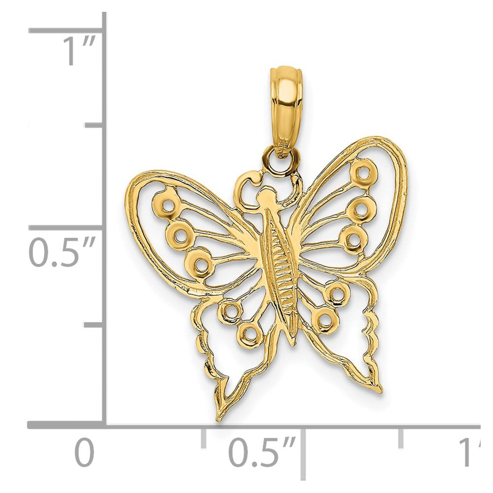 14K Gelbgold Ausgeschnitten Schmetterling Charm