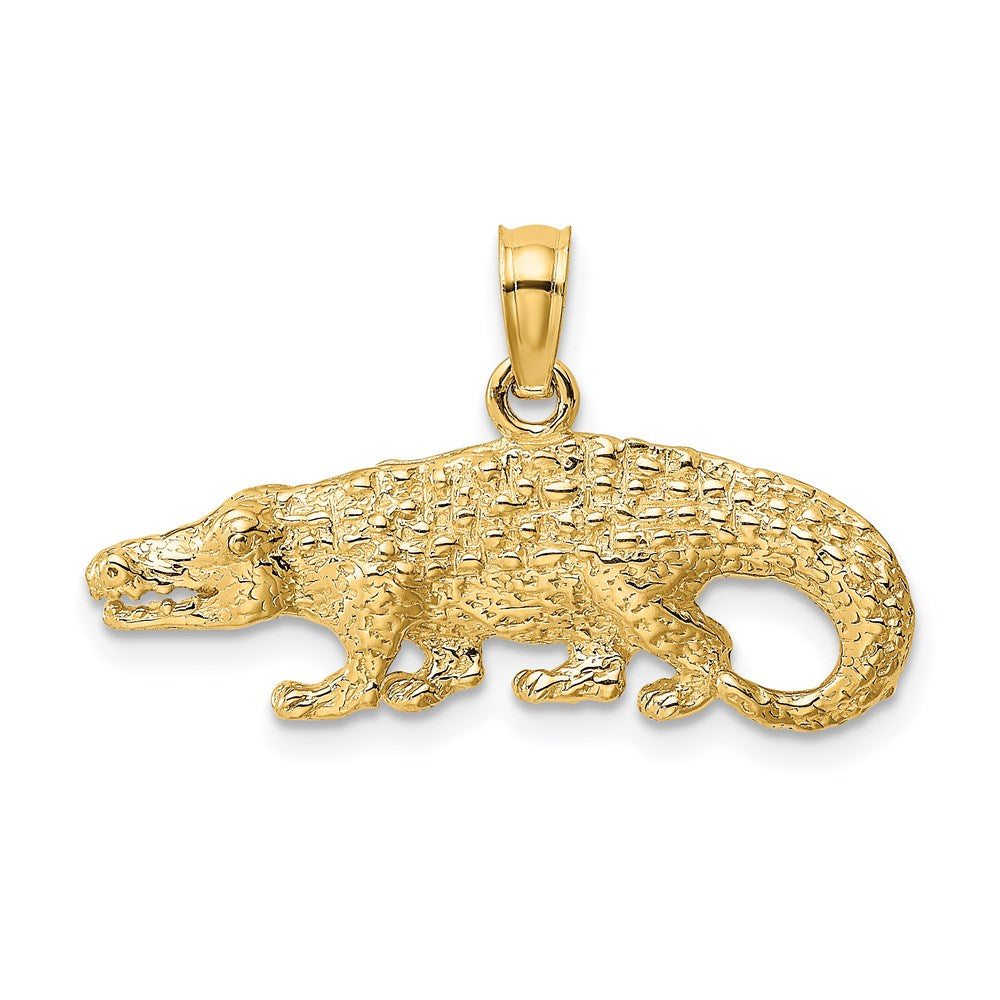 14K Gelbgold Alligator-Charm mit 2-D-Textur