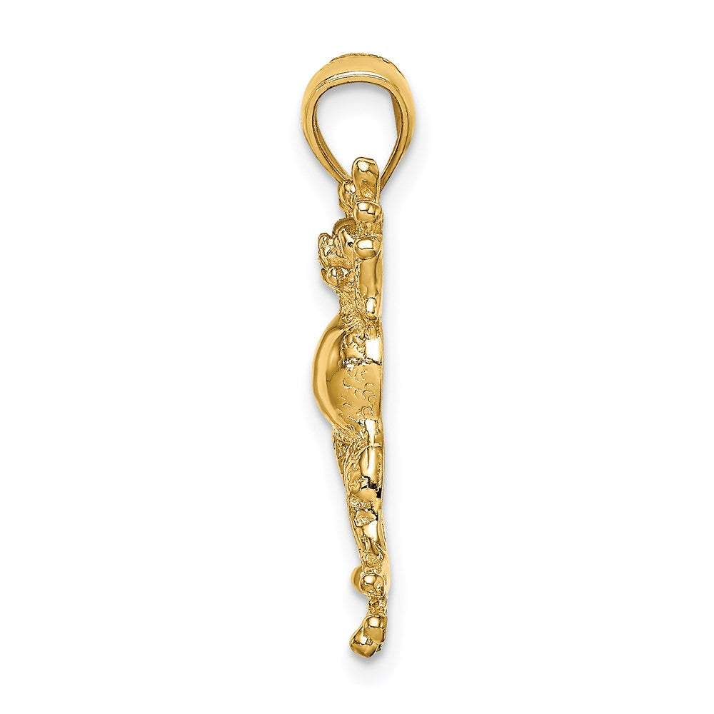 14K Gelbgold 2-D Frosch mit Kugelbauch Charm