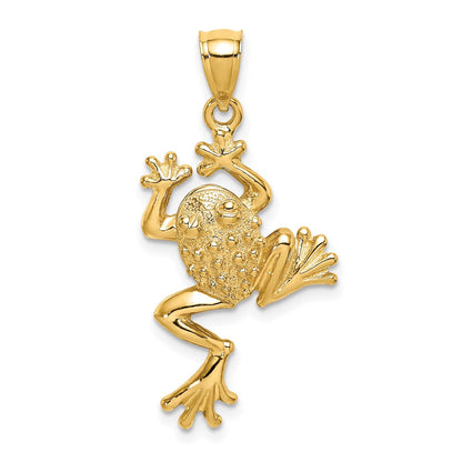 14K Gelbgold Frosch-Charm mit strukturierter Rückseite