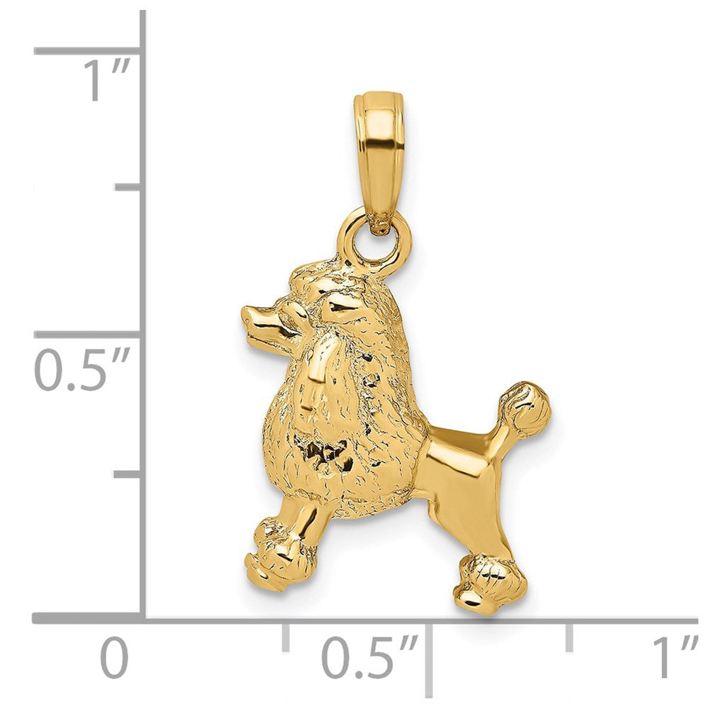 14K Gelbgold 3-D Pudel-Hund Charm
