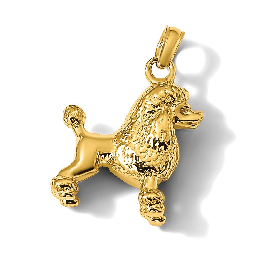 14K Gelbgold 3-D Pudel-Hund Charm