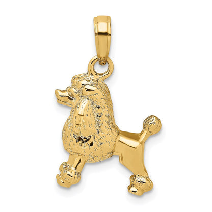 14K Gelbgold 3-D Pudel-Hund Charm