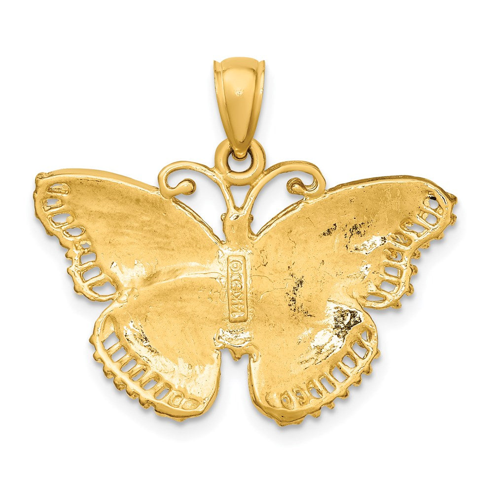 14K Gelbgold Charm Schmetterling strukturiert